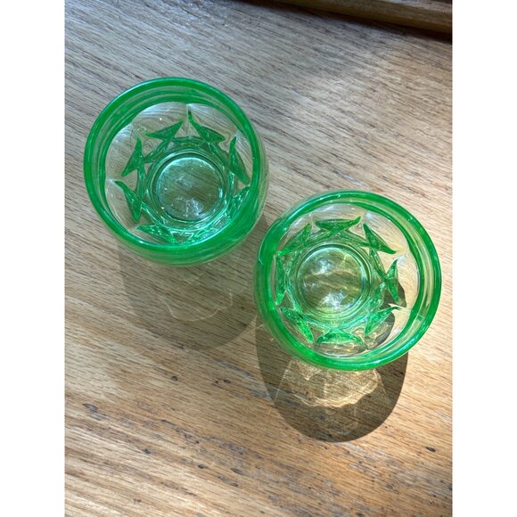 Vintage Uranium Vaseline Depression Bar Coctail Glass Cambridge Georgian Tumbler - Picture 5 of 5